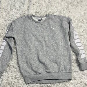 Puma Gray Crewneck Sweatshirt with Sleeve Logo